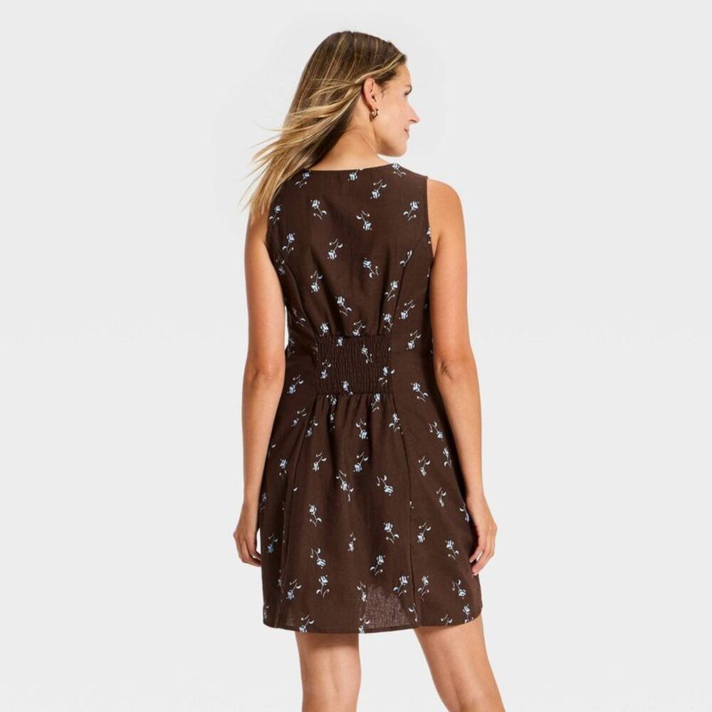 A New Day - Women's Button-Up Midi Dress - A New Day Brown S Brown - Picture 2 of 3